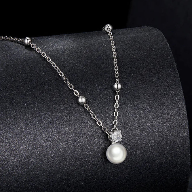 Conjunto Colar e 2 Brincos Gota – Moissanite 1CT e Pérola Natural em Prata 925