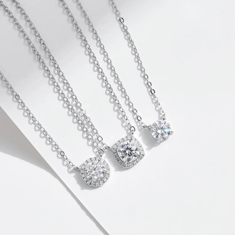 Colar Halo com Moissanita – Prata 925