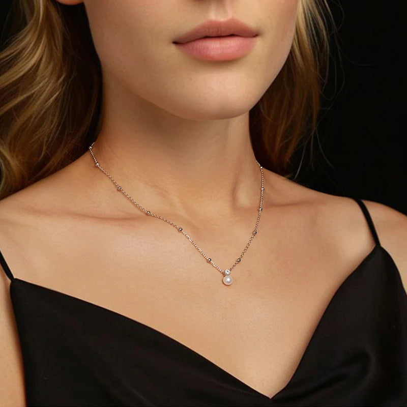 Conjunto Colar e 2 Brincos Gota – Moissanite 1CT e Pérola Natural em Prata 925