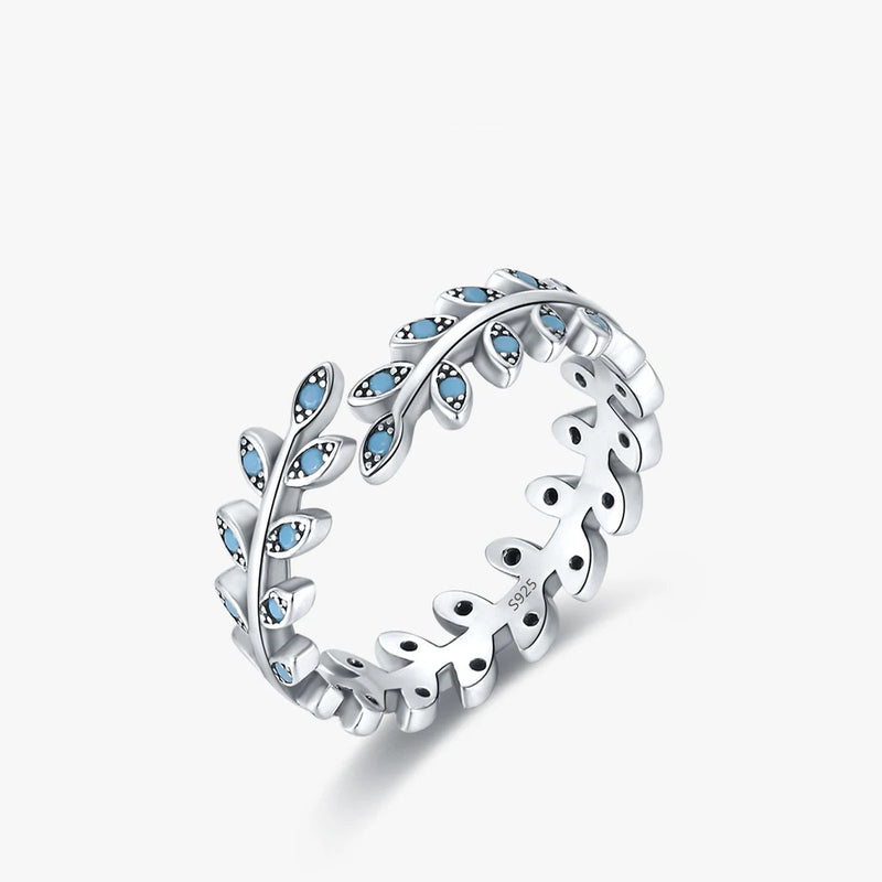 Anel Botanical Turquoise em Prata 925 com Cristais - Ajustável