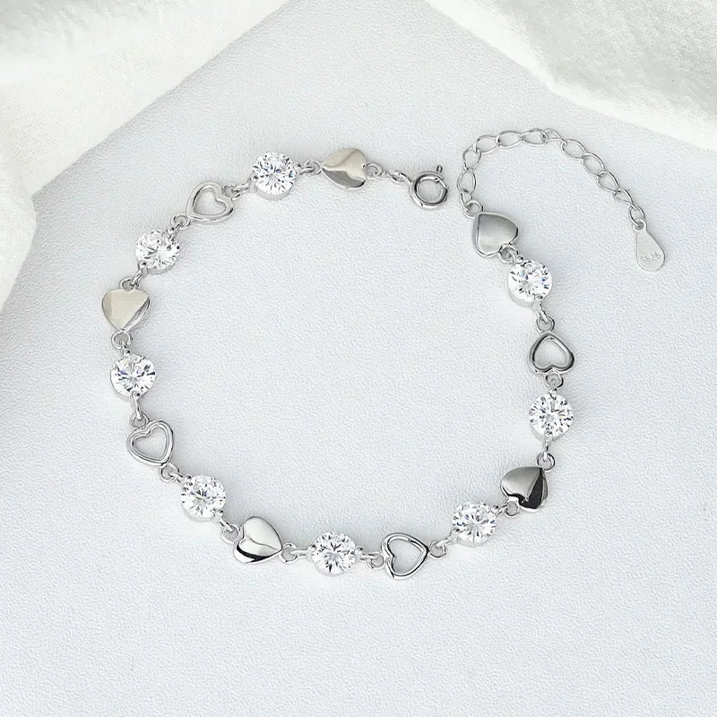 Pulseira Coração com Zircônia em Prata 925