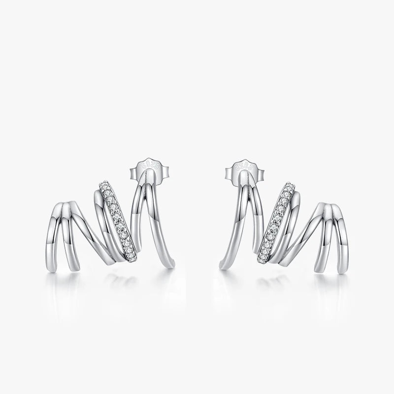 Brinco Trio Argola em Prata 925 com Zircônia Brilhante