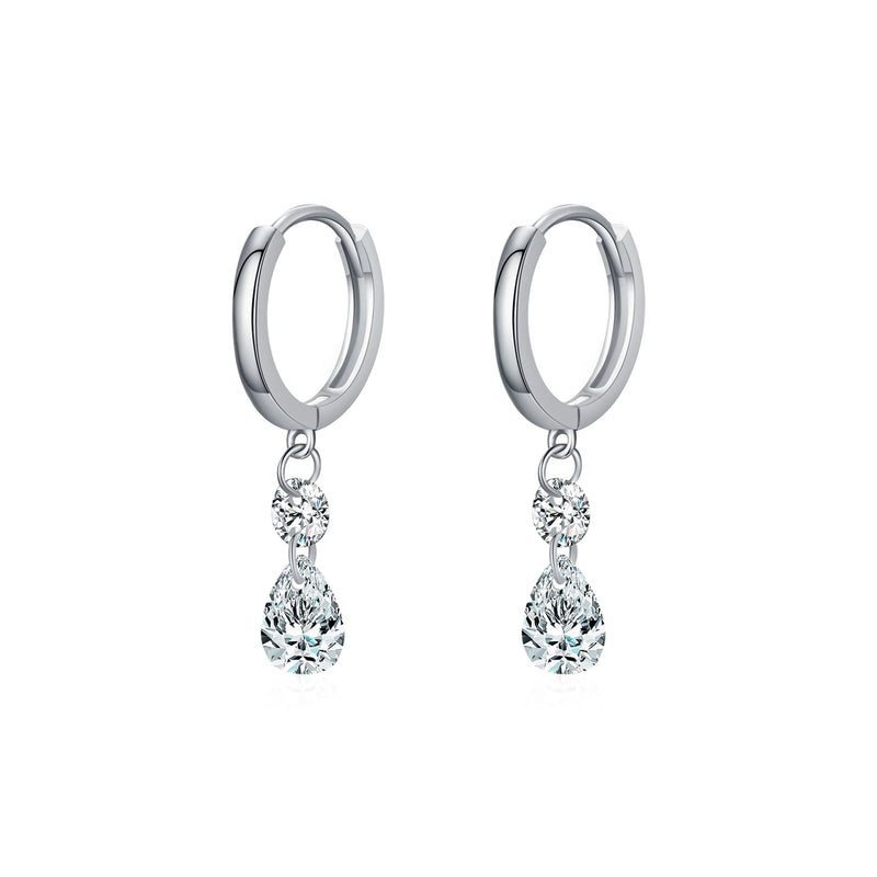 Brincos Argola com Pingente Gota D'Água em Prata 925