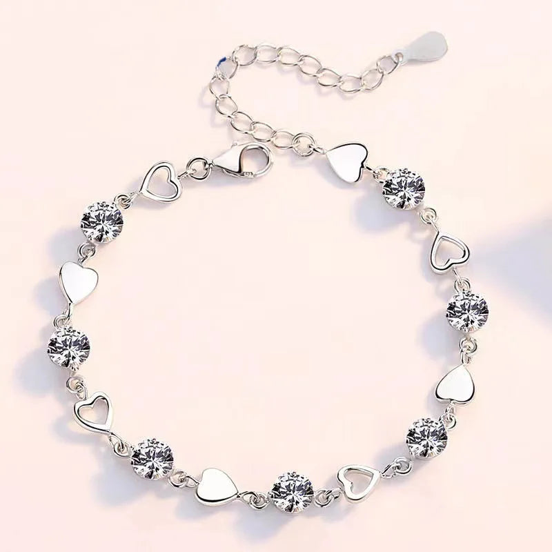 Pulseira Coração com Zircônia em Prata 925