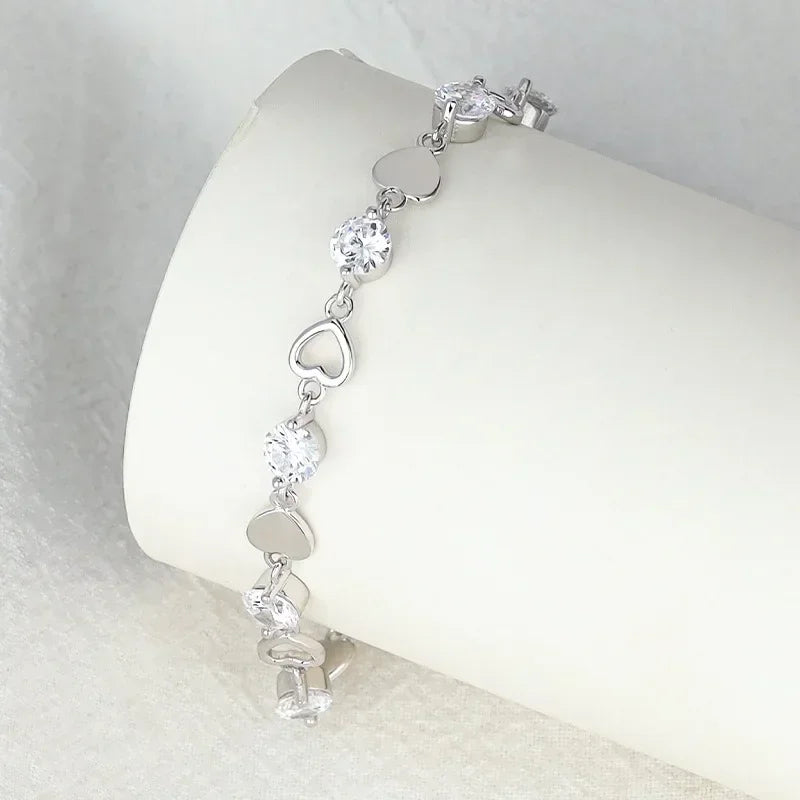 Pulseira Coração com Zircônia em Prata 925