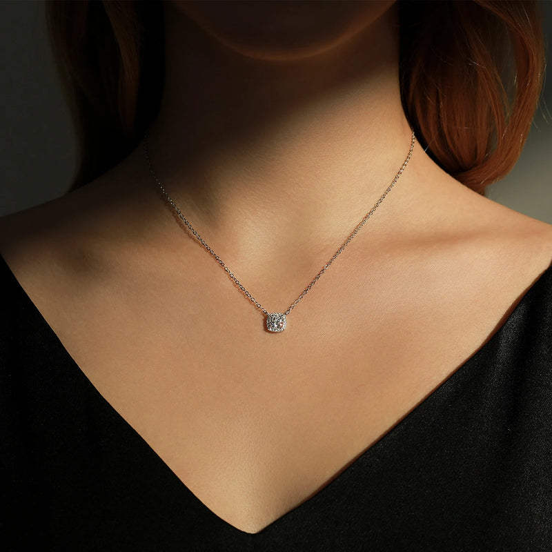 Colar Halo com Moissanita – Prata 925