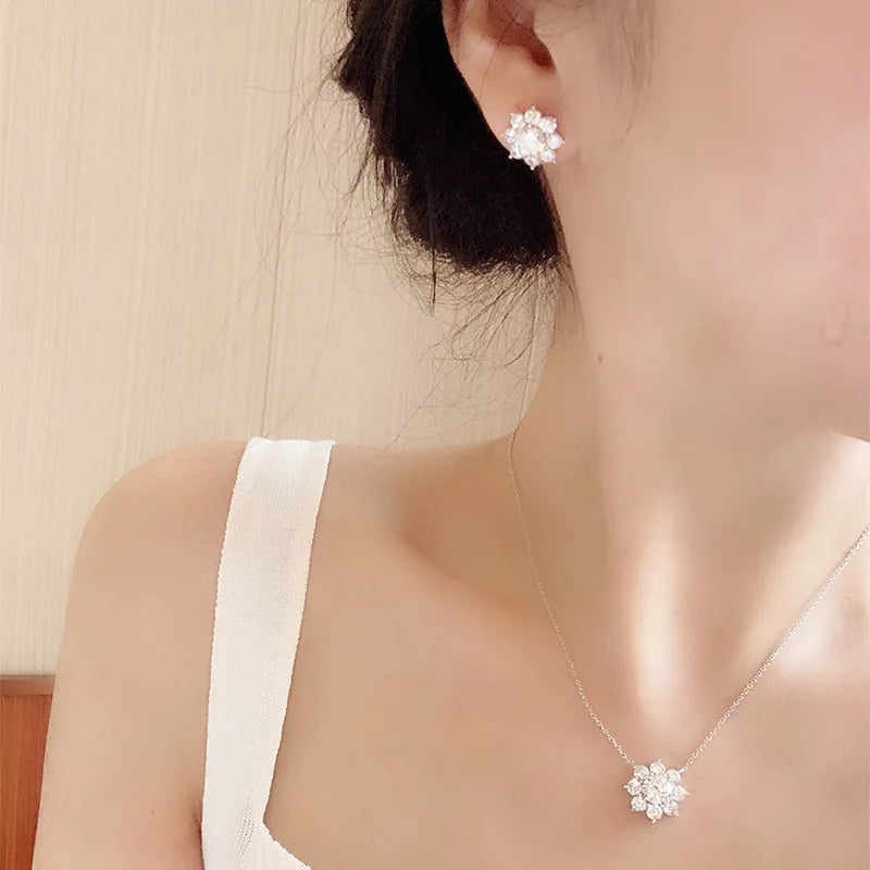 Conjunto de Joias em Prata 925 Girassol com Moissanita 2ct