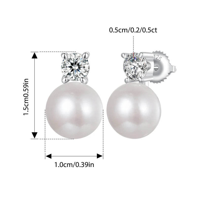 Brincos Gota – Moissanite 1CT e Pérola Natural em Prata 925