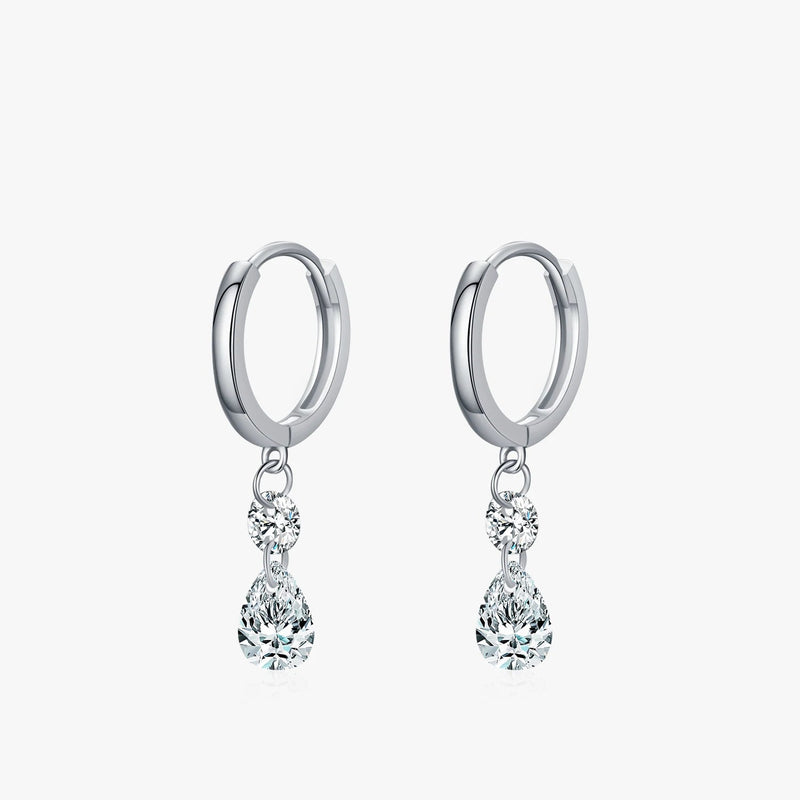 Brincos Argola com Pingente Gota D'Água em Prata 925