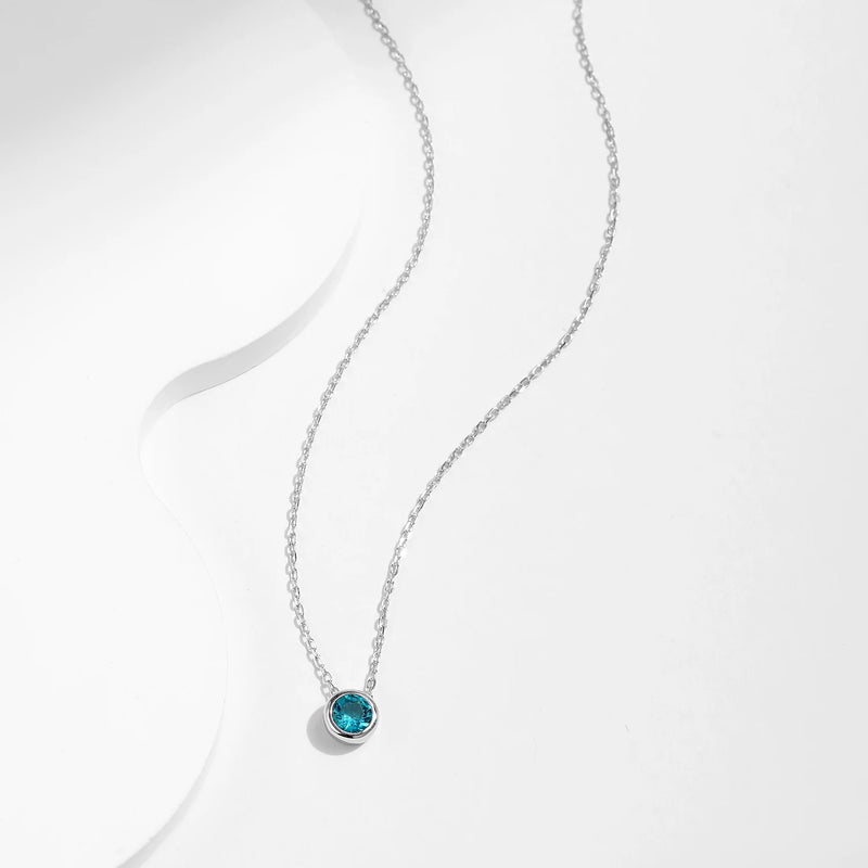 Colar com Pingente Redondo Teal em Prata 925