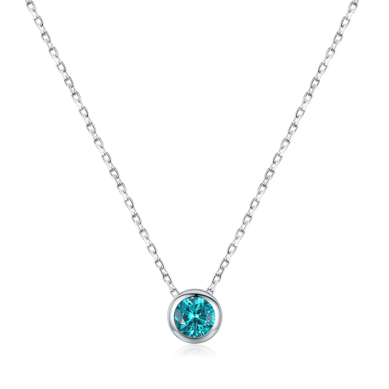 Colar com Pingente Redondo Teal em Prata 925